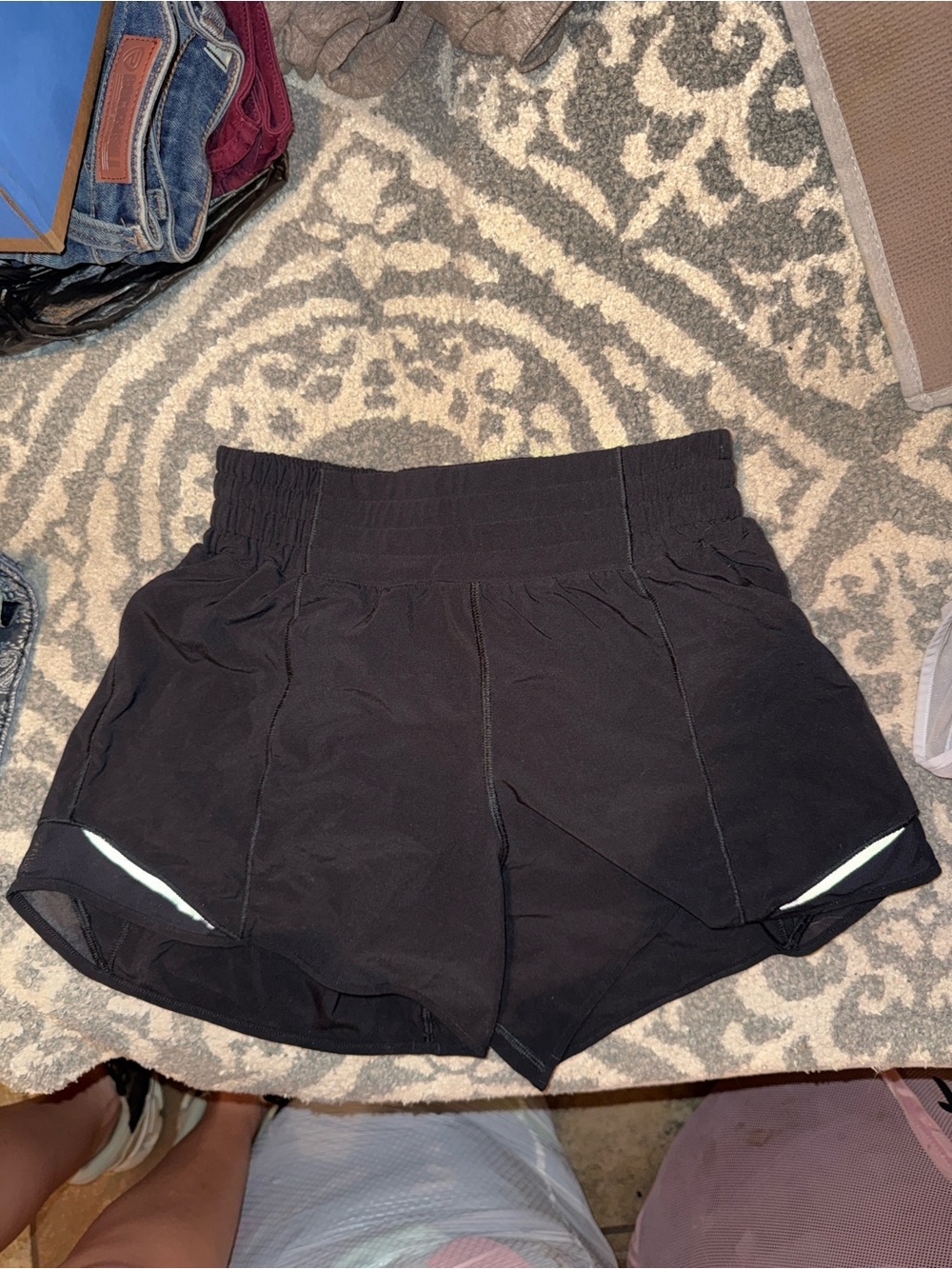 lululemon athletica Black Athletic Shorts with Reflective Trim